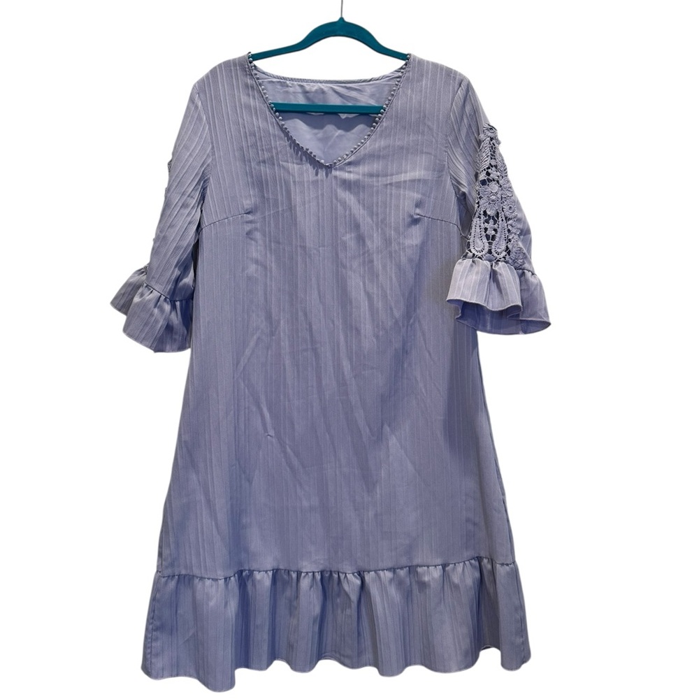 SHEIN Elegant Purple V-neck Midi Dress With Ruffle Size Medium